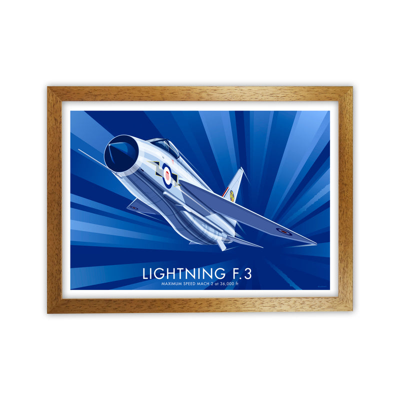 Lightning F.3 Art Print by Stephen Millership, Framed Transport Poster Oak Grain