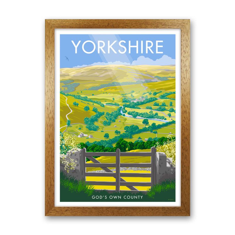 Yorkshire (God's Own County) Art Print Travel Poster by Stephen Millership Oak Grain