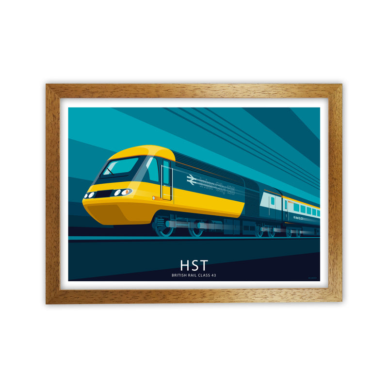 HST Travel Art Print by Stephen Millership, Vintage transport Framed Poster Oak Grain