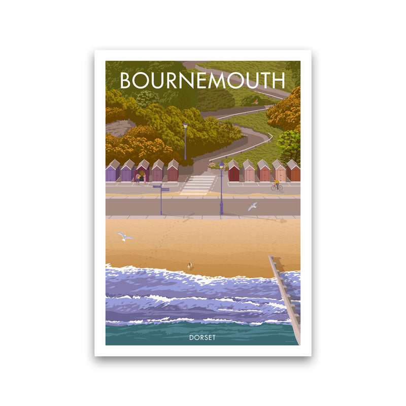 Bournemouth Huts Travel Art Print by Stephen Millership Print Only