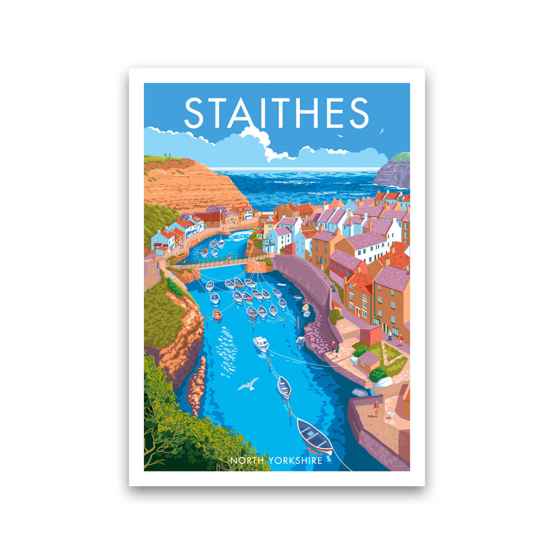 Staithes by Stephen Millership Yorkshire Art Print, Vintage Travel Poster Print Only