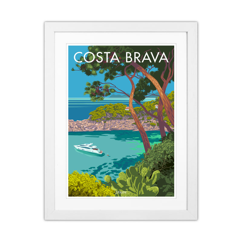 Costa Brava Travel Art Print By Stephen Millership White Grain