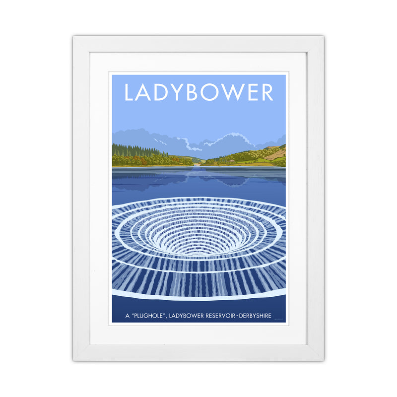 Derbyshire Ladybower Travel Art Print By Stephen Millership White Grain