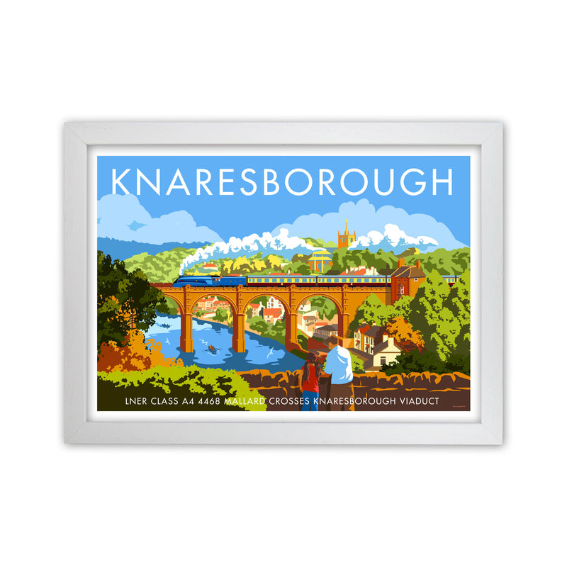 Knaresborough by Stephen Millership Yorkshire Art Print, Vintage Travel Poster White Grain
