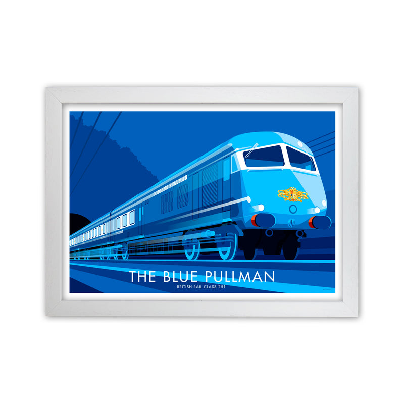 The Blue Pullman Art Print by Stephen Millership, Framed Transport Poster White Grain