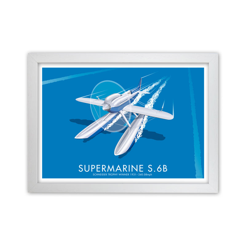Supermarine S.6B Art Print by Stephen Millership, Framed Transport Poster White Grain