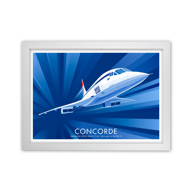 Concorde Art Print by Stephen Millership, Framed Transport Poster White Grain