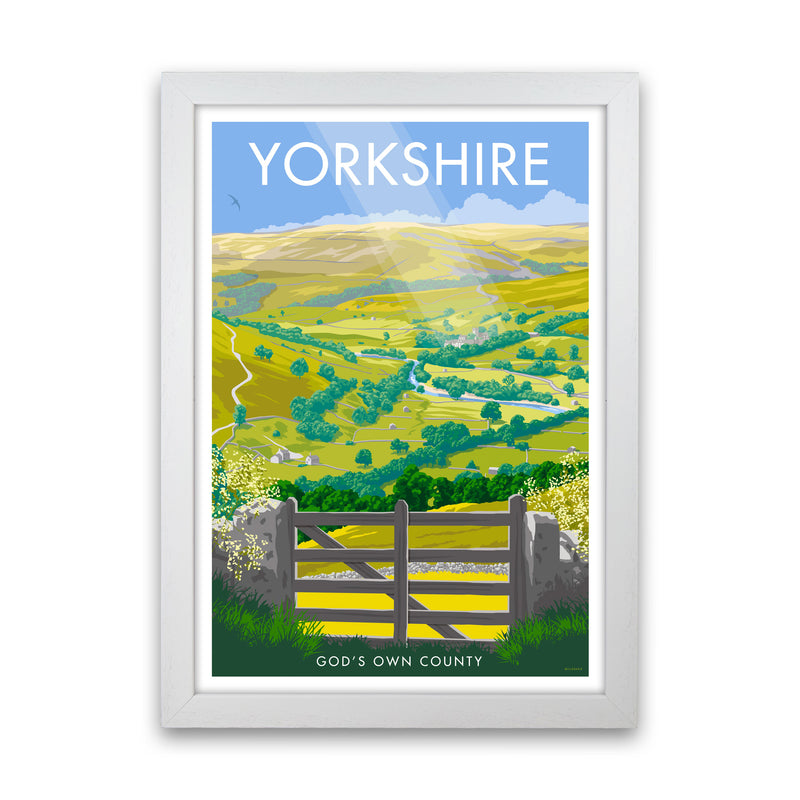 Yorkshire (God's Own County) Art Print Travel Poster by Stephen Millership White Grain
