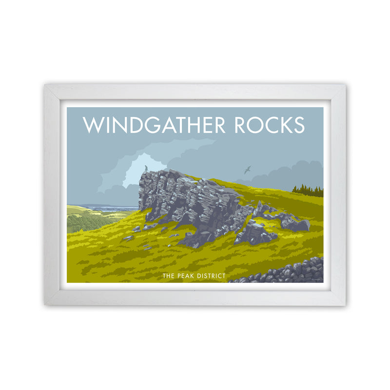 Windgather Rocks Derbyshire Travel Art Print by Stephen Millership White Grain