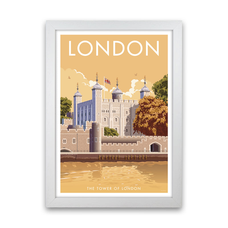 London Tower Travel Art Print by Stephen Millership, Vintage Framed Poster White Grain