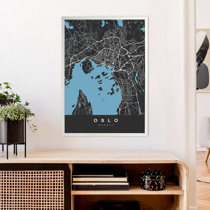 Oslo Art Print by UrbanMaps A1 Oak Frame