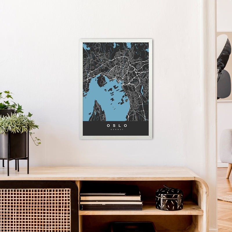 Oslo Art Print by UrbanMaps A2 Oak Frame