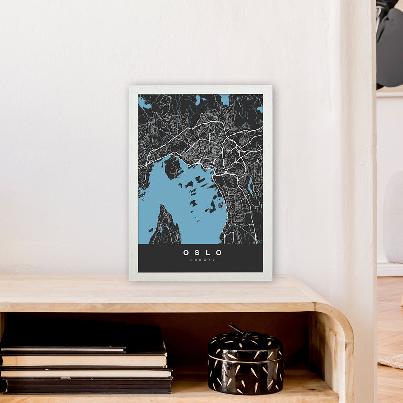 Oslo Art Print by UrbanMaps A3 Oak Frame