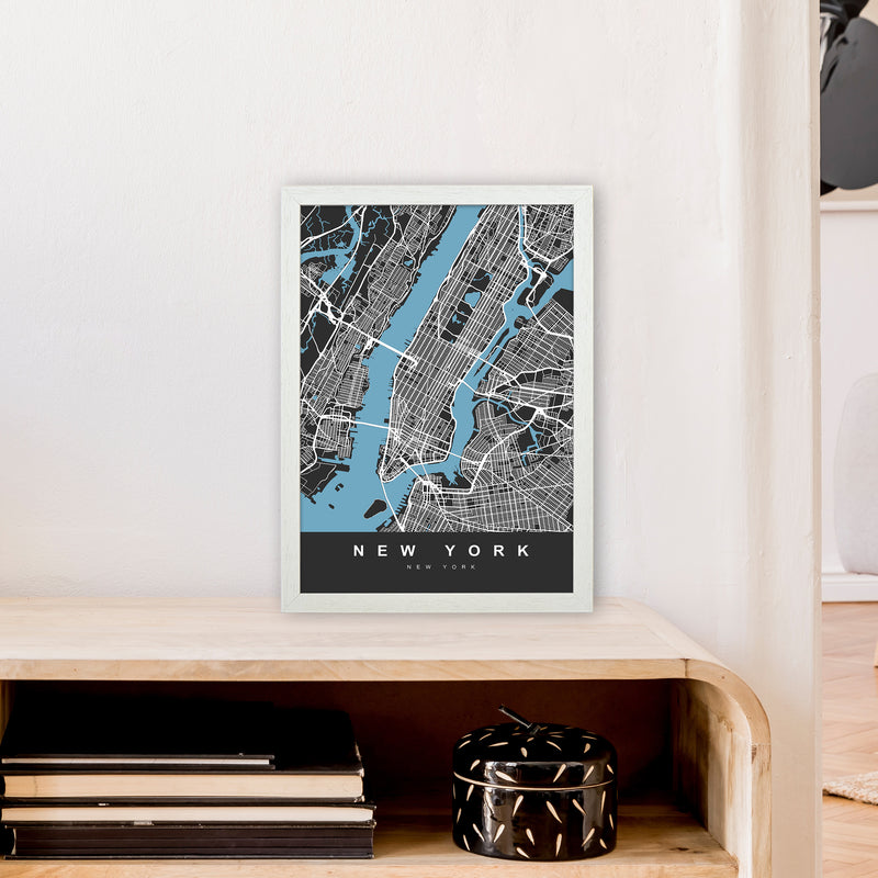 New York II Art Print by UrbanMaps A3 Oak Frame