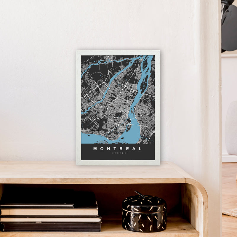 Montreal Art Print by UrbanMaps A3 Oak Frame