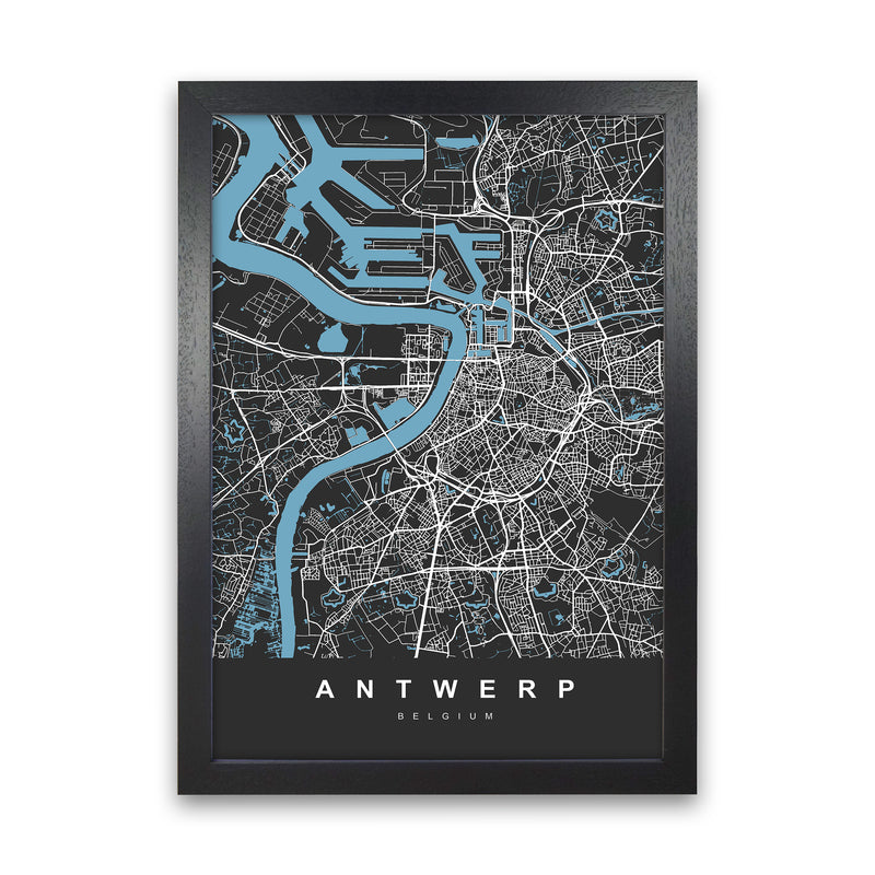 Antwerp Art Print by UrbanMaps Black Grain