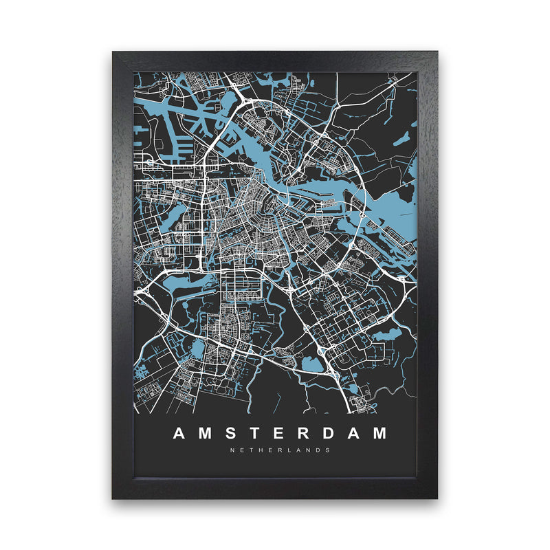 Amsterdam II Art Print by UrbanMaps Black Grain