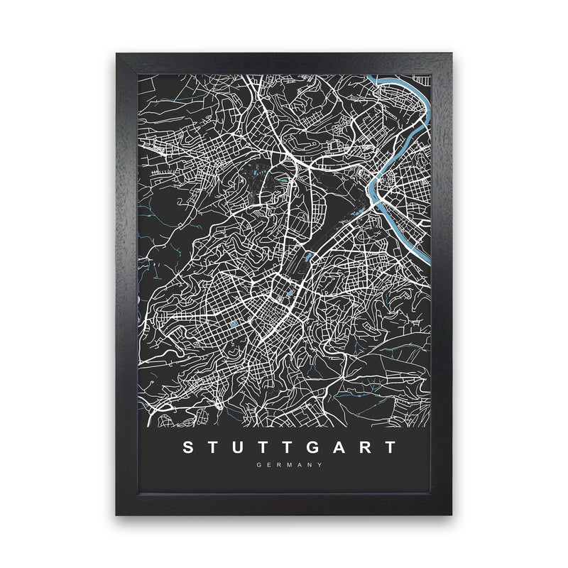 Stuttgart Art Print by UrbanMaps Black Grain