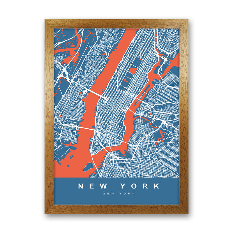 New York I Art Print by UrbanMaps Oak Grain