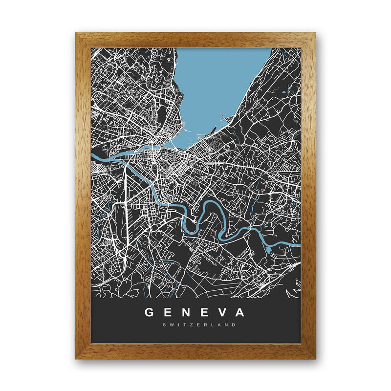 Geneva Art Print by UrbanMaps Oak Grain