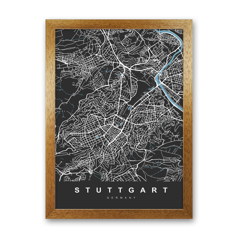 Stuttgart Art Print by UrbanMaps Oak Grain