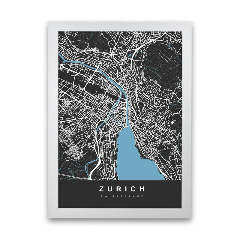 Zurich Art Print by UrbanMaps White Grain