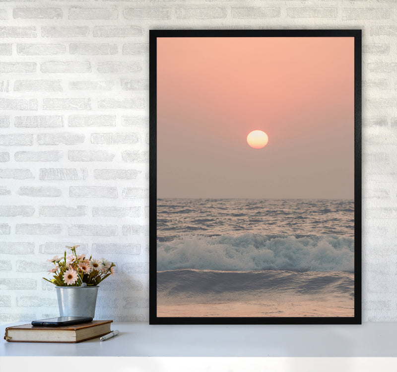 Pink beach sunset Photography Print by Victoria Frost A1 White Frame