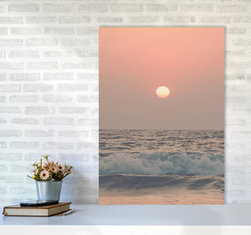 Pink beach sunset Photography Print by Victoria Frost A1 Black Frame