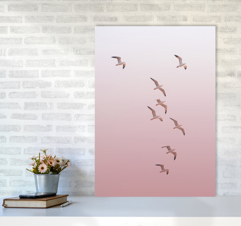 Birds in the Sky-pink Photography Print by Victoria Frost A1 Black Frame