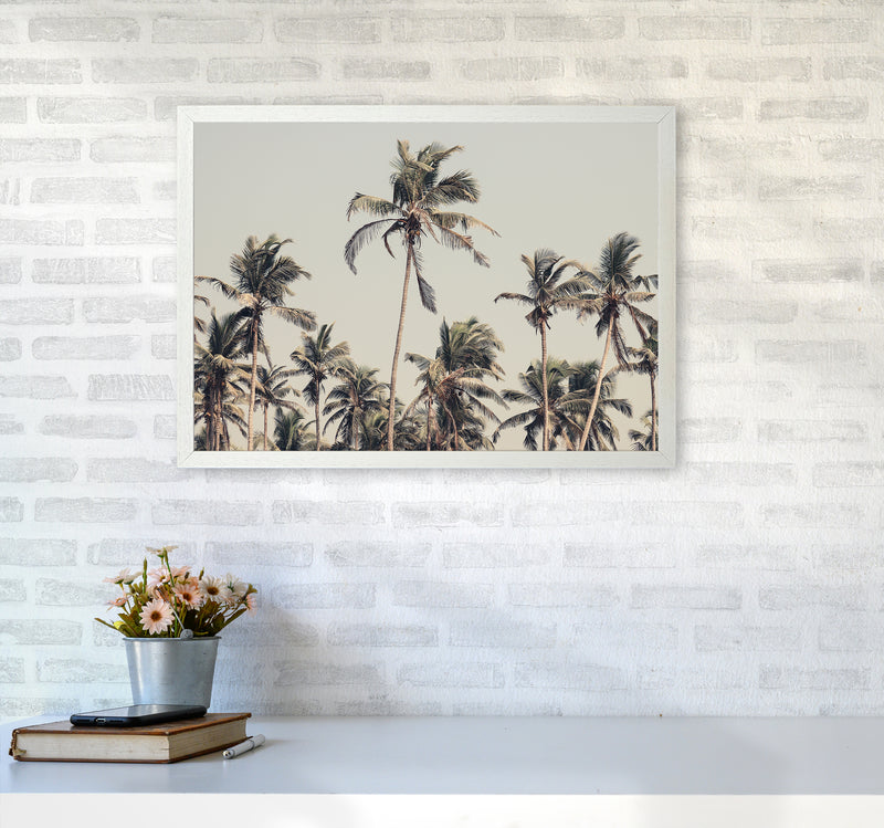 Palm Trees on the beach Photography Print by Victoria Frost A2 Oak Frame