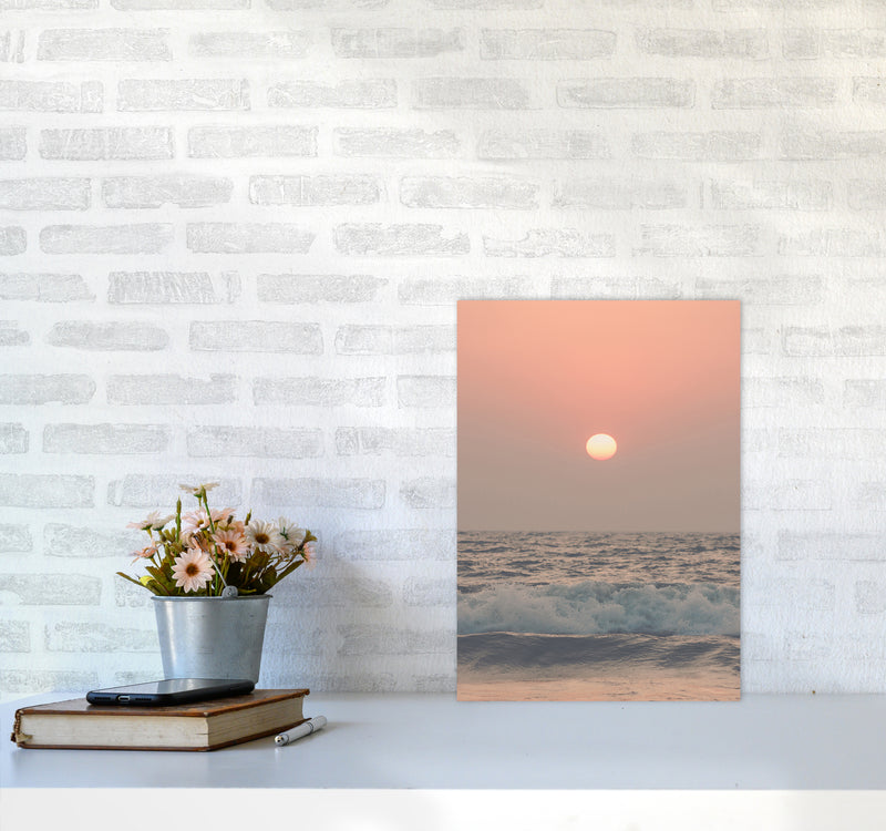 Pink beach sunset Photography Print by Victoria Frost A3 Black Frame
