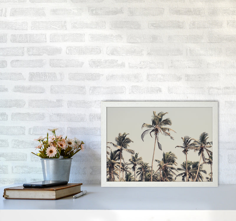 Palm Trees on the beach Photography Print by Victoria Frost A3 Oak Frame
