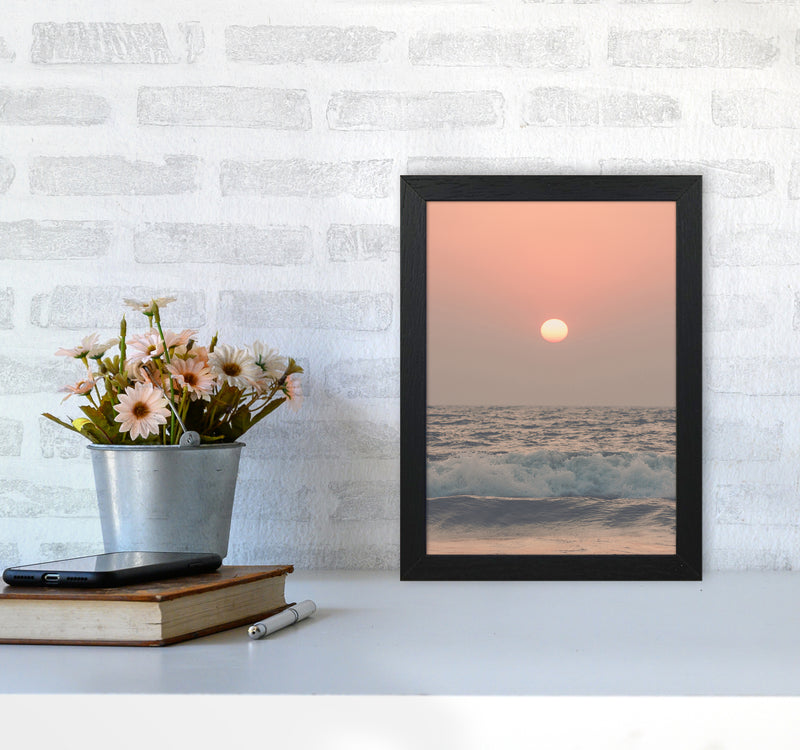 Pink beach sunset Photography Print by Victoria Frost A4 White Frame