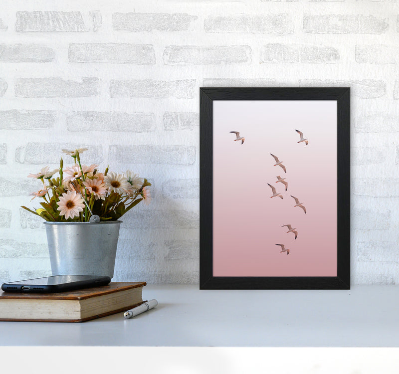 Birds in the Sky-pink Photography Print by Victoria Frost A4 White Frame