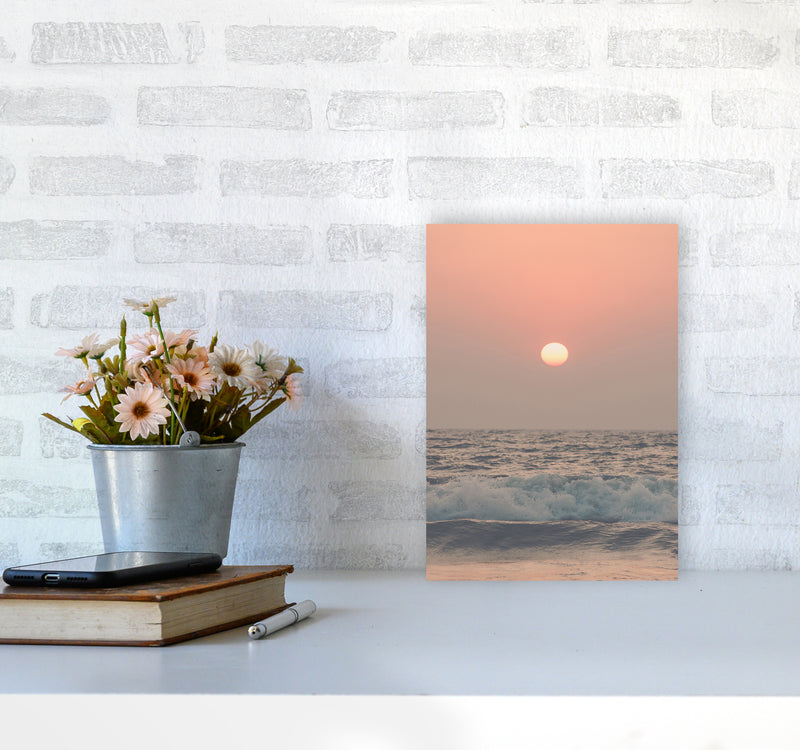 Pink beach sunset Photography Print by Victoria Frost A4 Black Frame