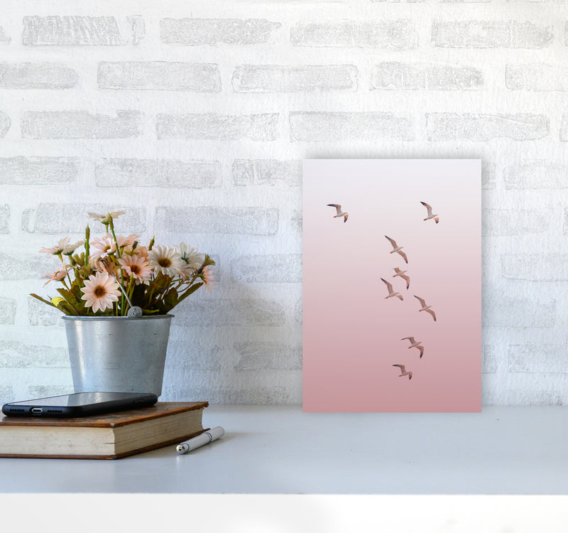Birds in the Sky-pink Photography Print by Victoria Frost A4 Black Frame