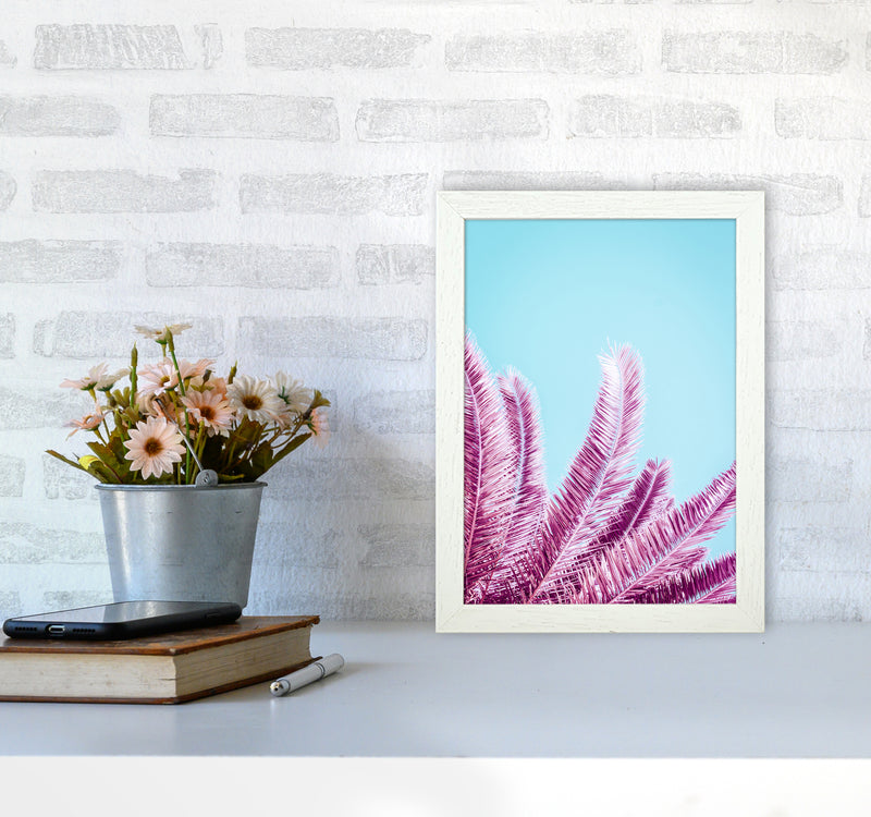 Pink Palm Trees Photography Print by Victoria Frost A4 Oak Frame