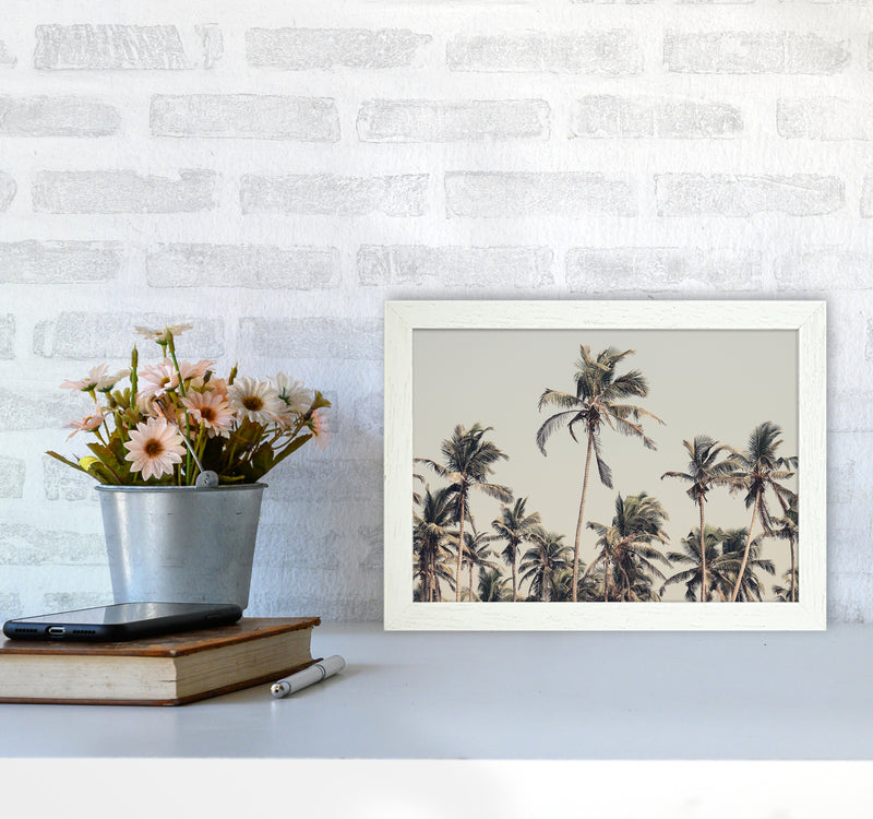 Palm Trees on the beach Photography Print by Victoria Frost A4 Oak Frame