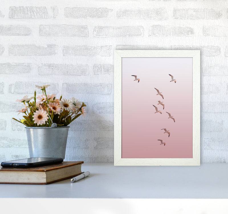 Birds in the Sky-pink Photography Print by Victoria Frost A4 Oak Frame