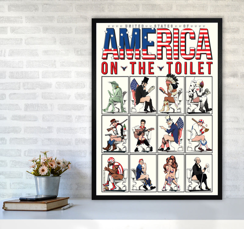 America on the Toilet by Wyatt9 A1 White Frame