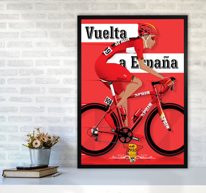Modern Spanish Cycling Print by Wyatt9 A1 White Frame