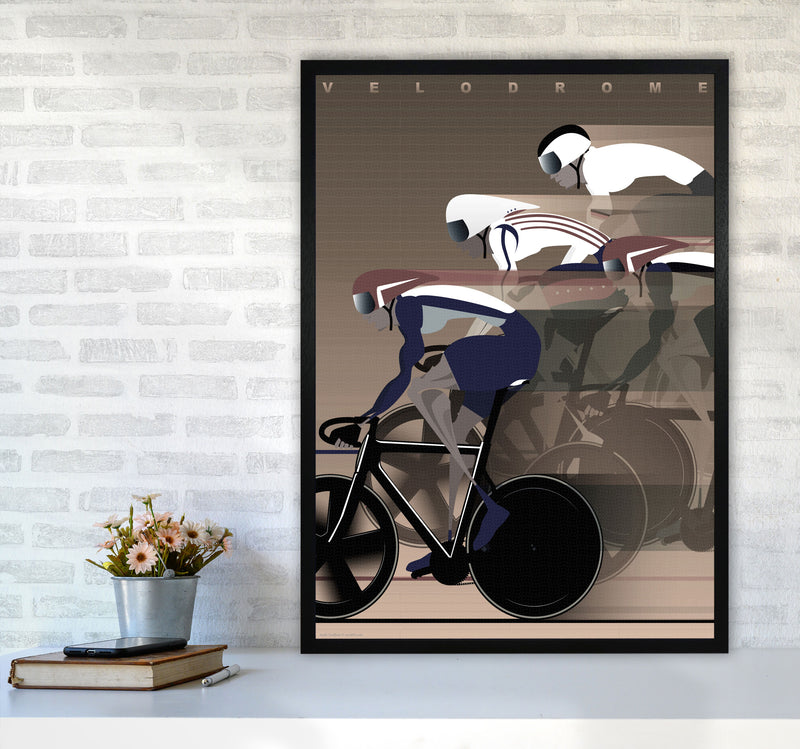 Velo Brown Cycling Print by Wyatt9 A1 White Frame