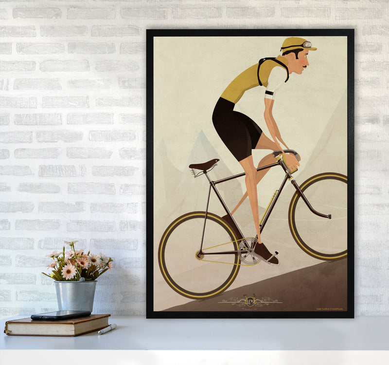 Vintage Cycling Print by Wyatt9 A1 White Frame