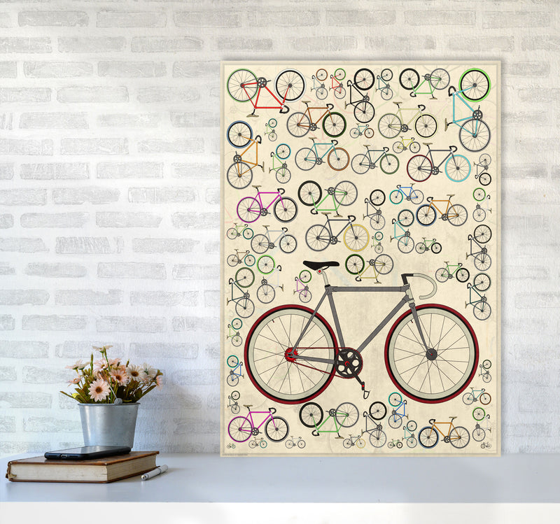 Fixie Cycling Art Print by Wyatt9 A1 Black Frame