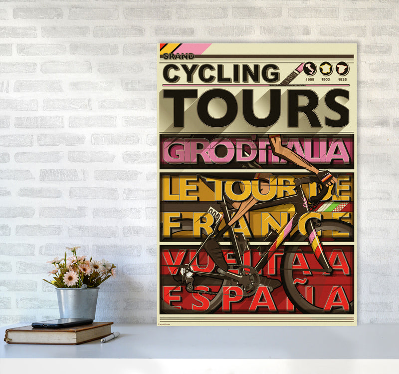 Grand Tours Cycling Print by Wyatt9 A1 Black Frame