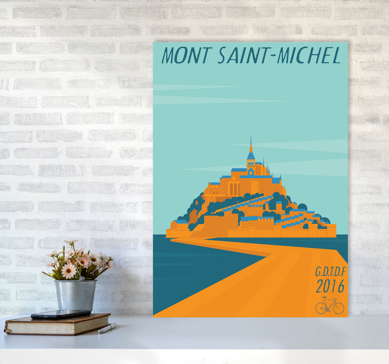 Mont Saint Michel Cycling Print by Wyatt9 A1 Black Frame