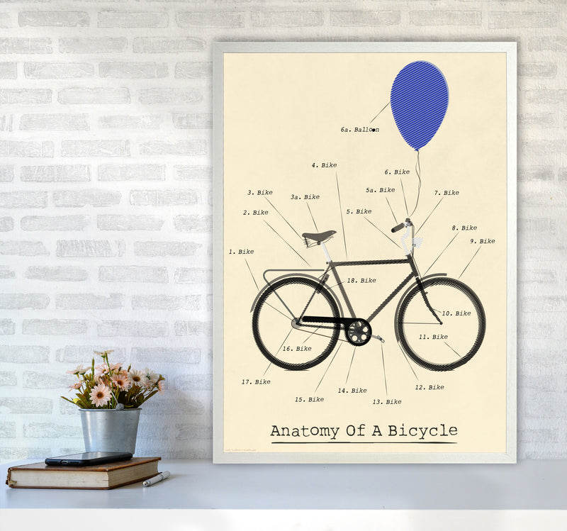 Anatomy of a Bicycle Art Print by Wyatt9 A1 Oak Frame