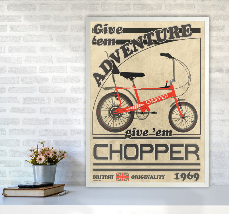 Chopper Vintage Cycling Print by Wyatt9 A1 Oak Frame