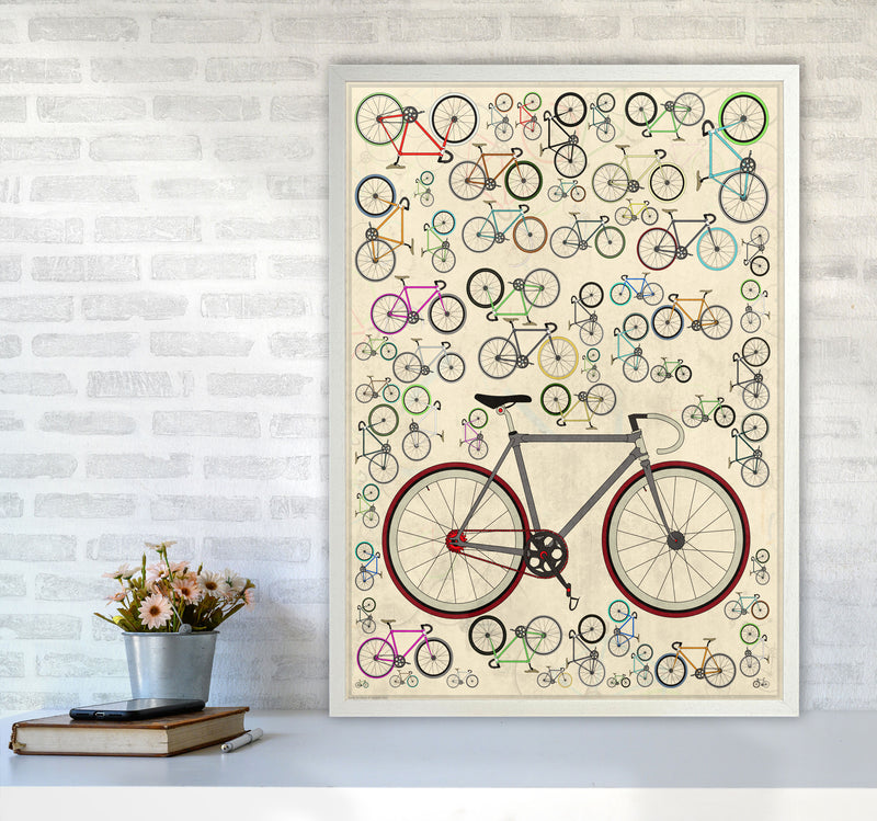 Fixie Cycling Art Print by Wyatt9 A1 Oak Frame