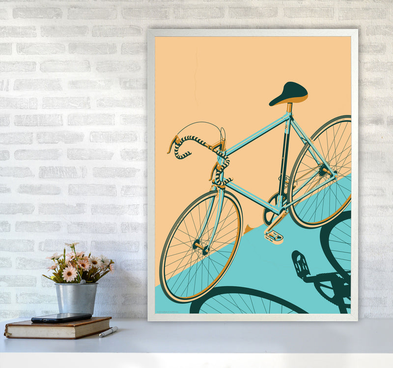 Isometric Cycling Print by Wyatt9 A1 Oak Frame